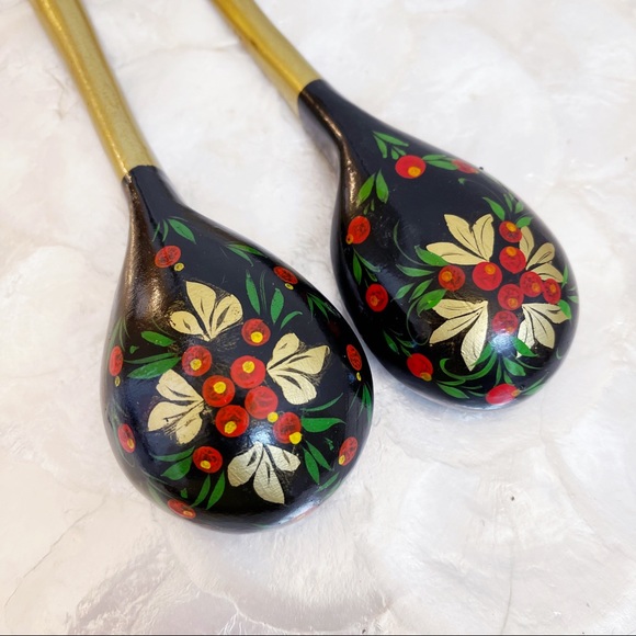 Russian Folk Art Hand Painted Wooden Spoons Set 2 - Picture 4 of 11